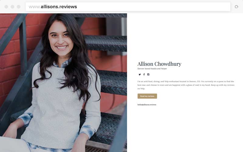 Allison's One-Page Website